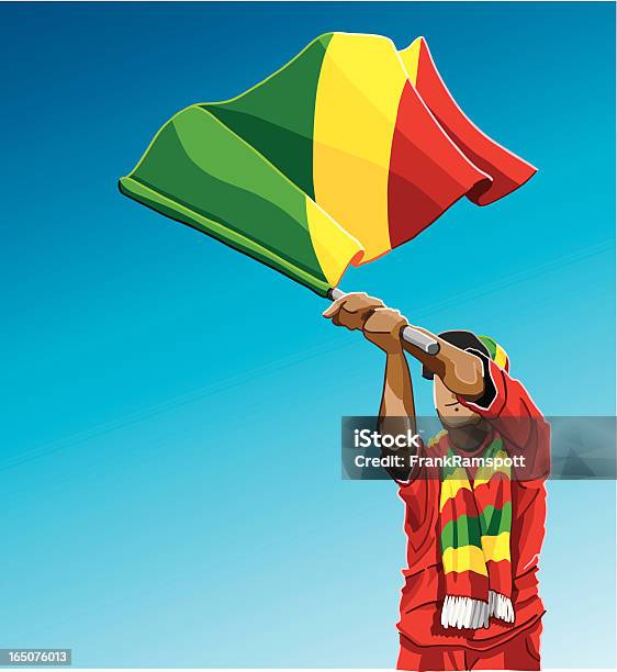 Congo Acenando A Bandeira Fã De Futebol - Arte vetorial de stock e mais imagens de Acenar - Acenar, Adulto, Audiência