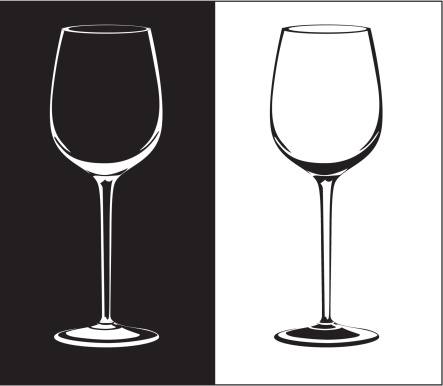 wine glass against black and white background