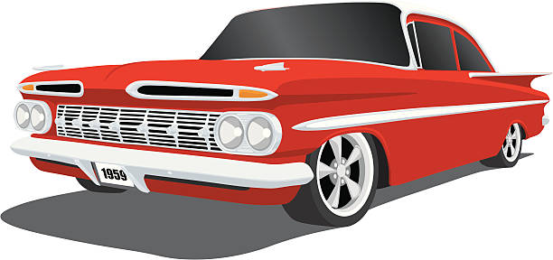 Vintage Car Vector illustration of a classic car, saved in layers for easy editing. 1950 1959 stock illustrations