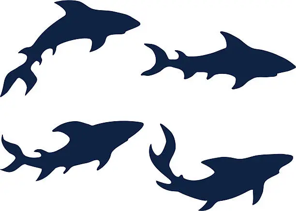 Vector illustration of Shark silhouettes