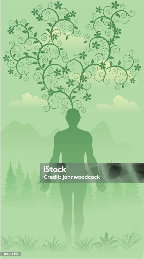 Nature man A man dreams green thoughts. 4 layers. Adult stock vector