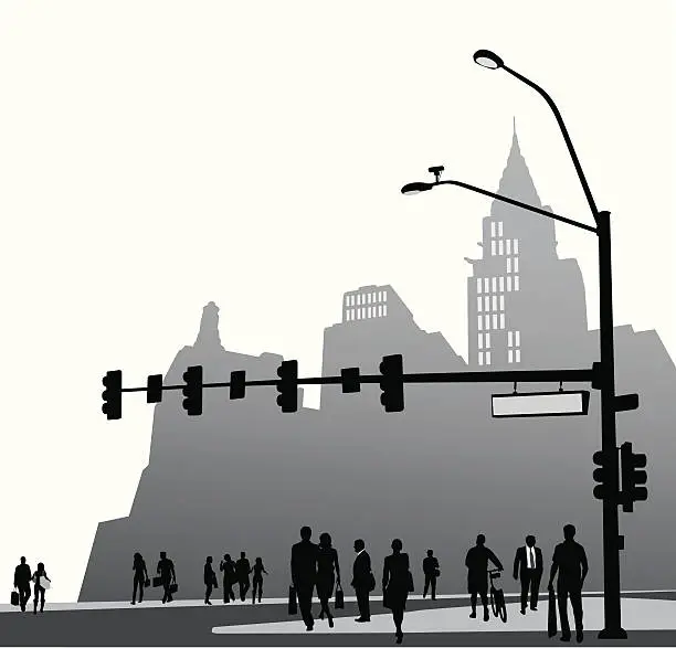 Vector illustration of City Life Vector Silhouette