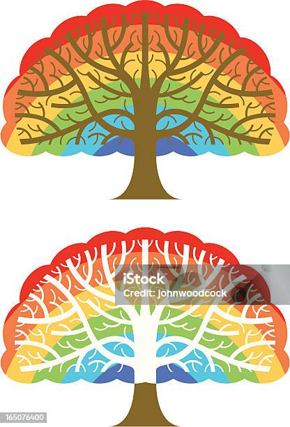 Ilustración de Rainbow Árbol Dos y más Vectores Libres de Derechos de Aire libre - Aire libre, Ajardinado, Arbusto