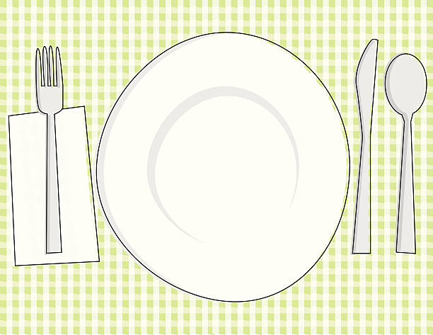 miejsce ustawienia projektów - fork place setting silverware plate stock illustrations