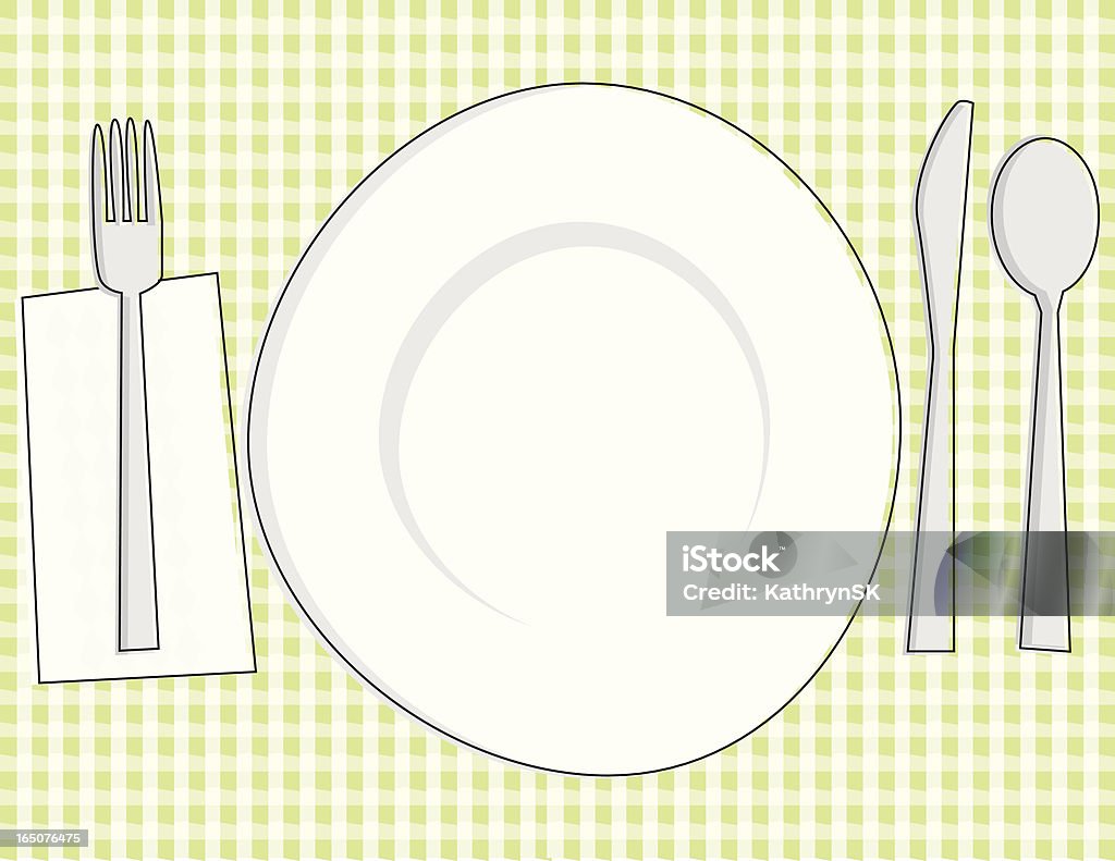 Sketchy Place Setting Place setting with plate, silverware, and napkin in a sketchy style. File contains Illustrator CS2 ai, Illustrator 8.0 eps and high-res jpeg. Plate stock vector