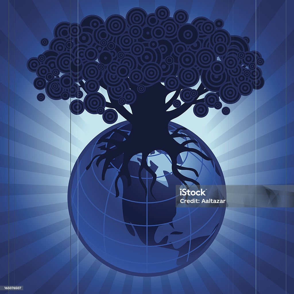 Earth Tree Elements on different layers. Blue stock vector