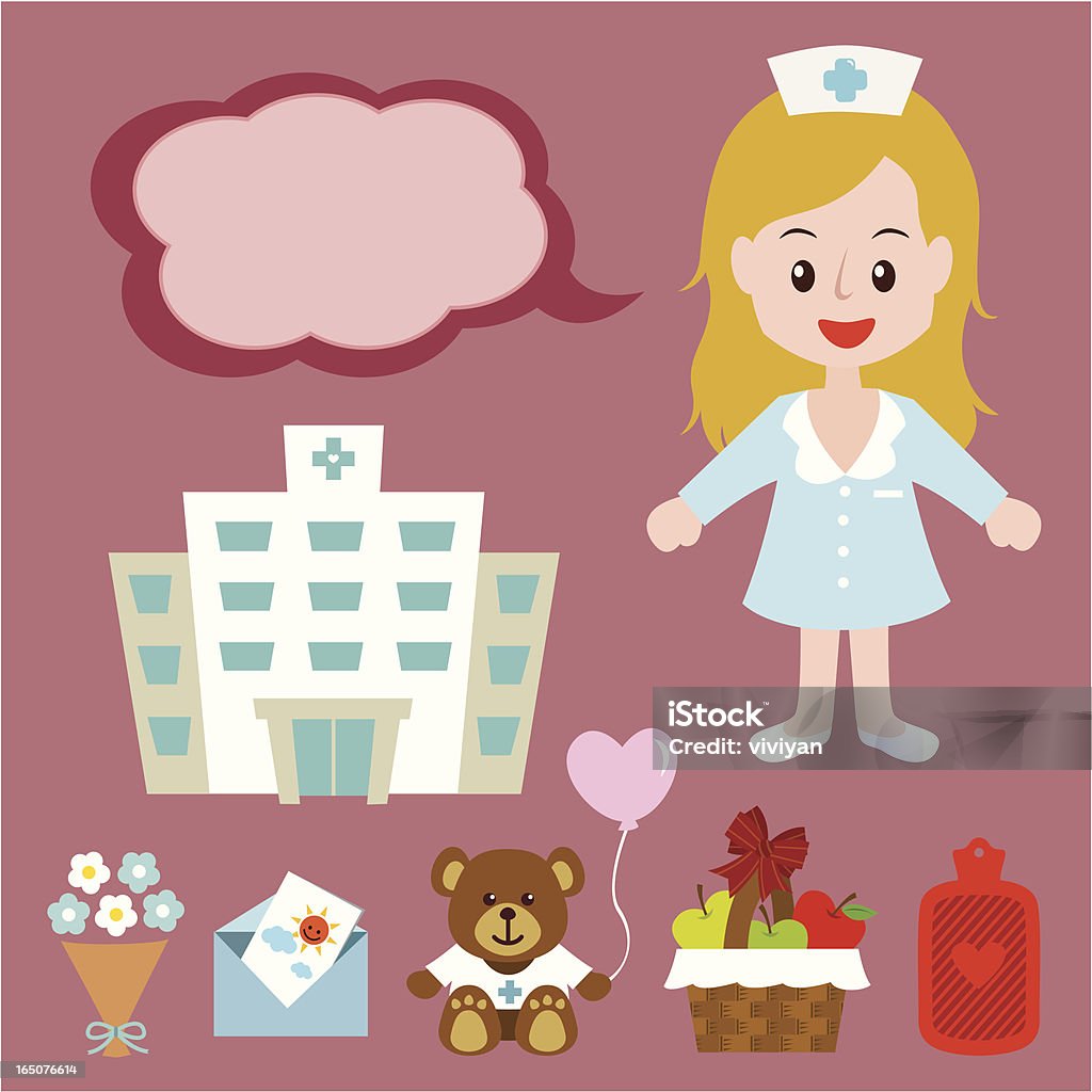 blonde hair nurse file includes eps and AI CS. Get Well Card stock vector