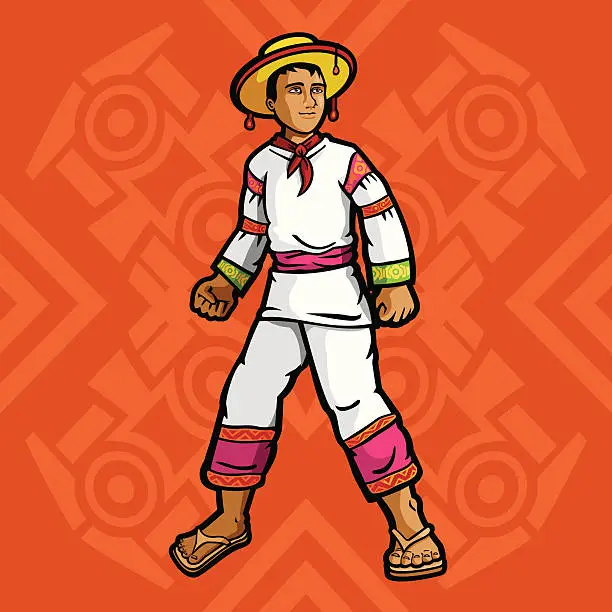 Vector illustration of Huichol (Mexican garment series)
