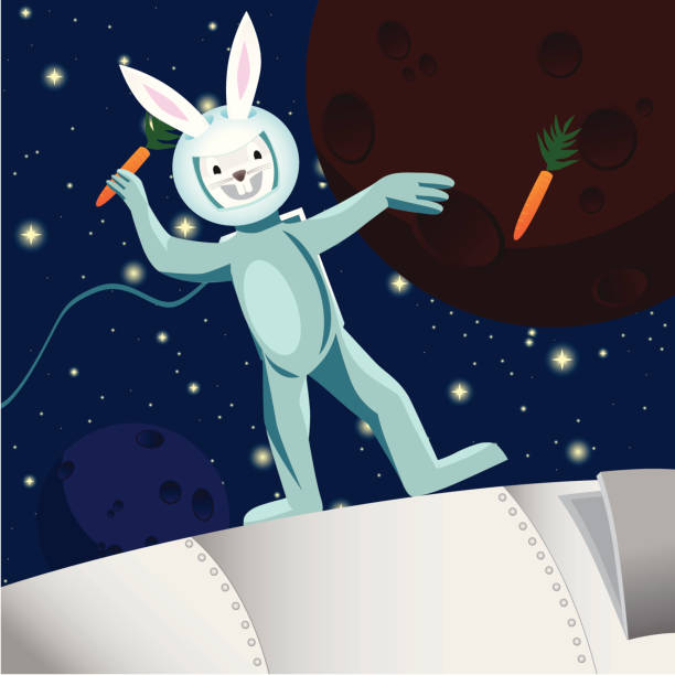 Rabbit in Space vector art illustration