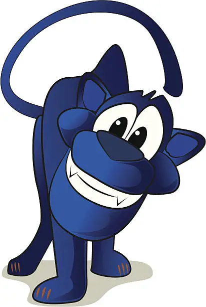 Vector illustration of Smiling Panther Cartoon