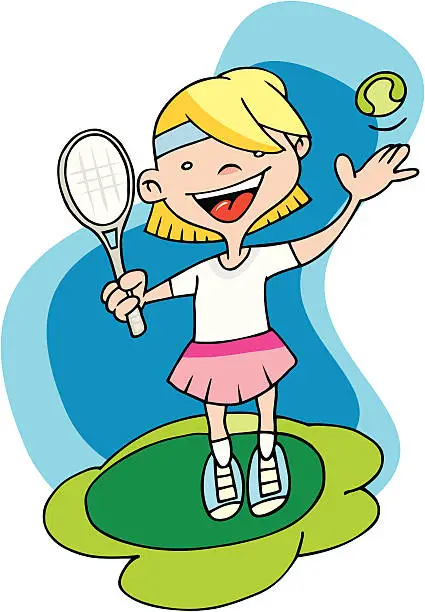 Vector illustration of Tennis girl throwing a ball