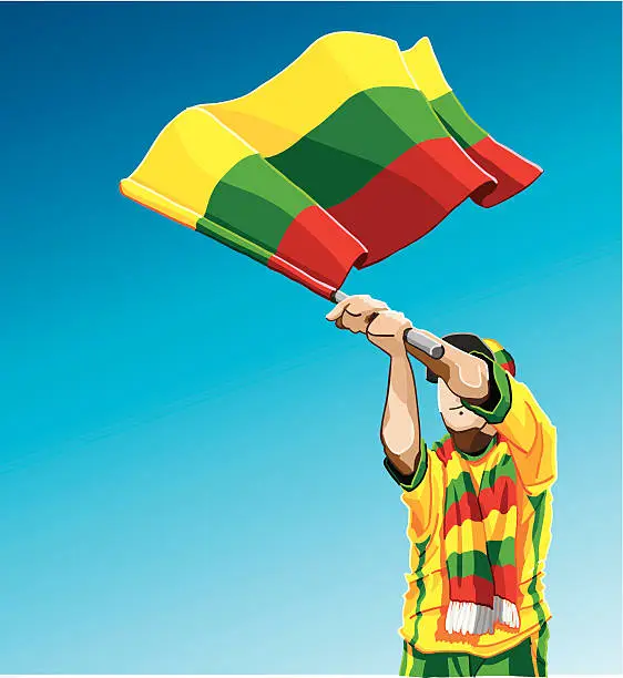 Vector illustration of Lithuania Waving Flag Soccer Fan