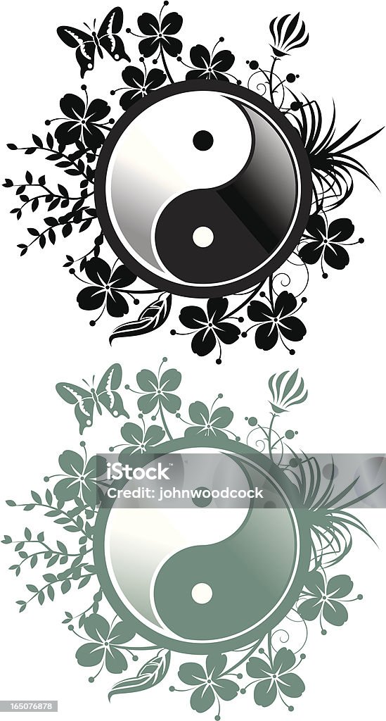Floral Yin Yang - Vetor de Borboleta royalty-free