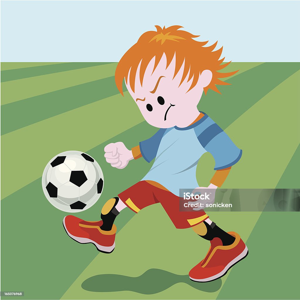 Szkole chłopiec Gra Piłka nożna - Grafika wektorowa royalty-free (Adolescencja)