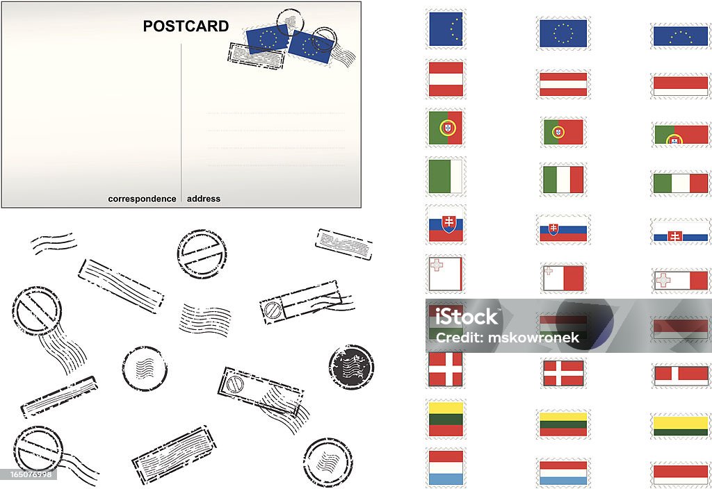 Unia Europejska Post znaczki nr 3 - Grafika wektorowa royalty-free (Bez ludzi)