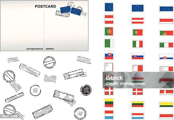 Unia Europejska Post Znaczki Nr 3 - Stockowe grafiki wektorowe i więcej obrazów Bez ludzi - Bez ludzi, Białe tło, Biały