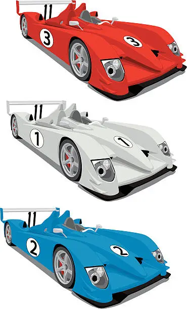 Vector illustration of Le Mans Race Cars