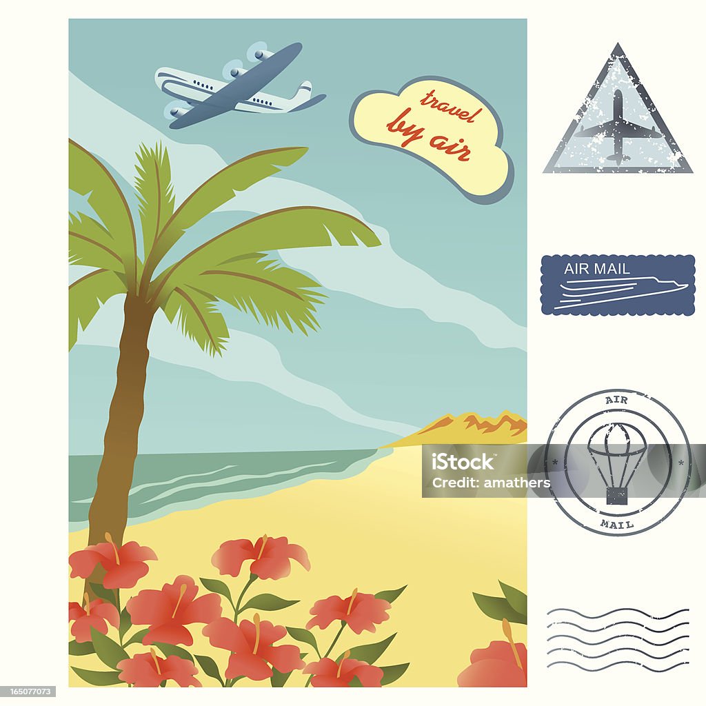 Viaggi in aereo - arte vettoriale royalty-free di Cartolina postale