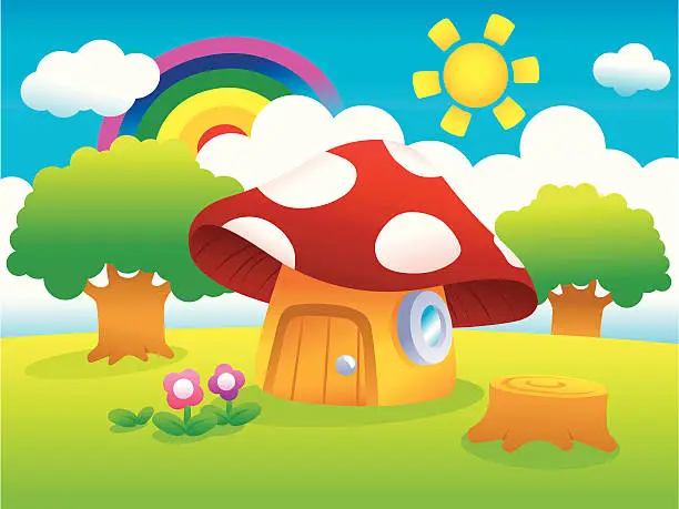 Vector illustration of Mushroom house