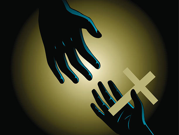 ilustrações de stock, clip art, desenhos animados e ícones de religião gods oferta-jesus cristo - god crucifix cross human hand