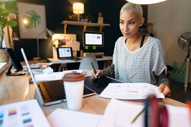 istock Young woman working at her home office 1650772259
