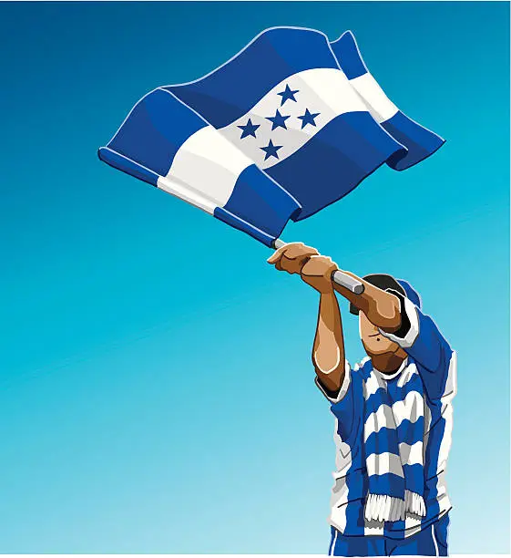 Vector illustration of Honduras Waving Flag Soccer Fan