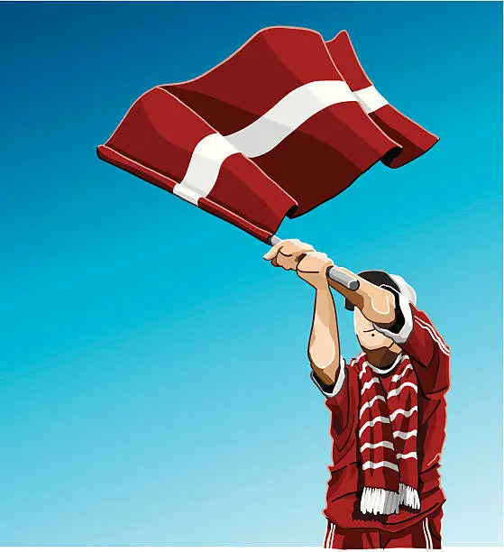 Vector illustration of Latvia Waving Flag Soccer Fan