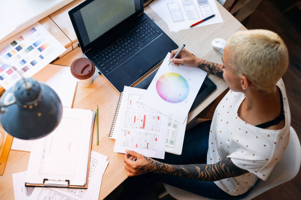 Young woman working at her home office
