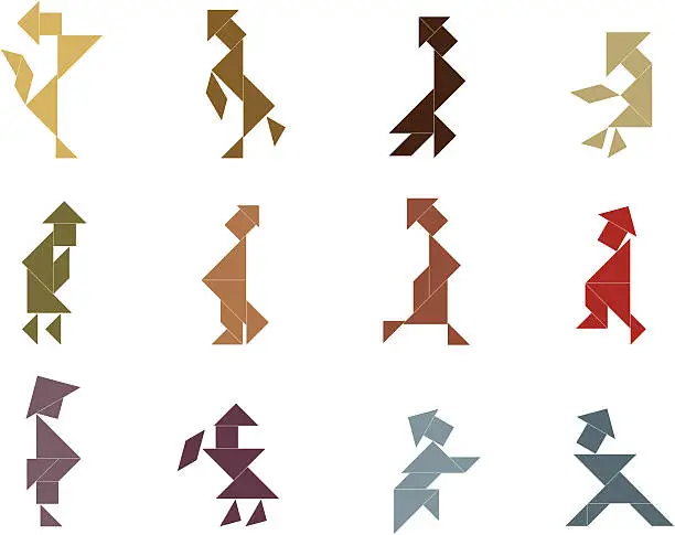 Vector illustration of Tangram People with Hat Icon
