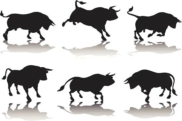 Vector illustration of Bull Silhouette Collection