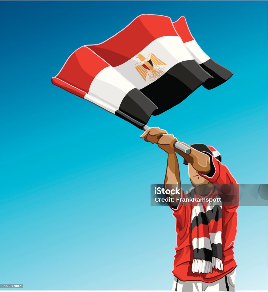 Agitant le drapeau Egypte Fan de foot - clipart vectoriel de Drapeau libre de droits