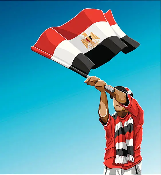 Vector illustration of Egypt Waving Flag Soccer Fan