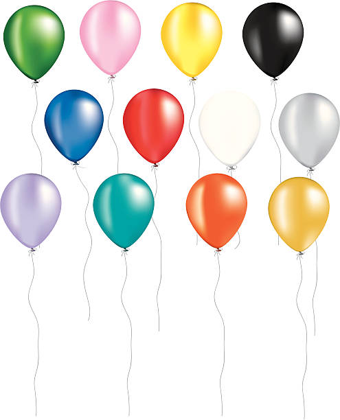 ilustraciones, imágenes clip art, dibujos animados e iconos de stock de rainbow de globos - balloon pink black anniversary