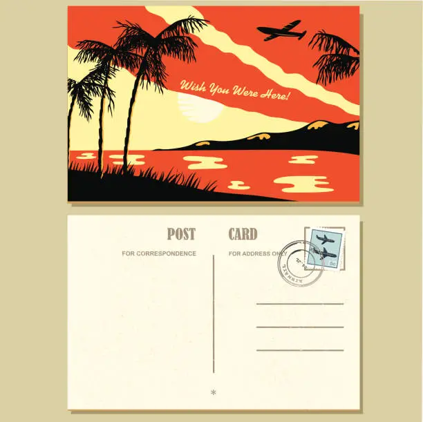 Vector illustration of 1940s Style Postcard