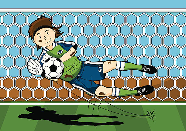 goalkeeper 절약적 요금 - child mud dirty football stock illustrations