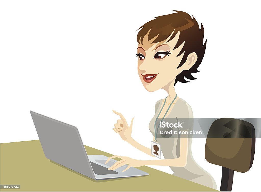 Office Lady Using Computer Stock Illustration - Download Image Now ...