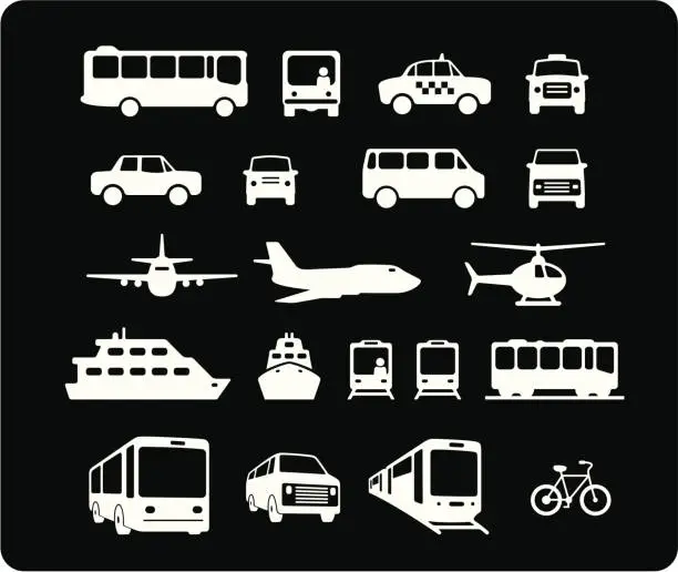 Vector illustration of Public Transportation Icons