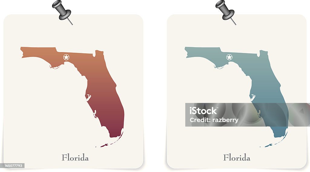 Florida state rosso e blu carte - arte vettoriale royalty-free di A forma di stella