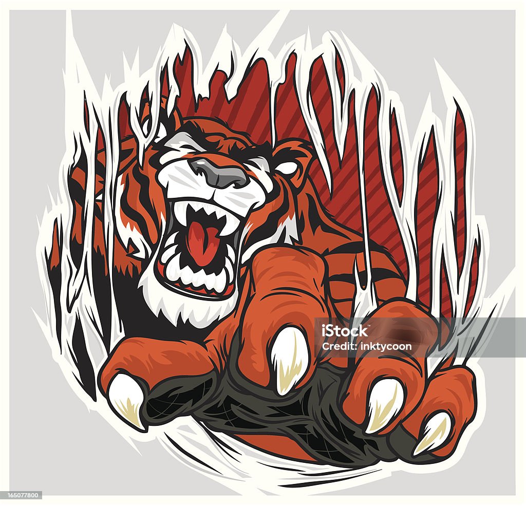 Tigre strappo a maglia - arte vettoriale royalty-free di Artiglio