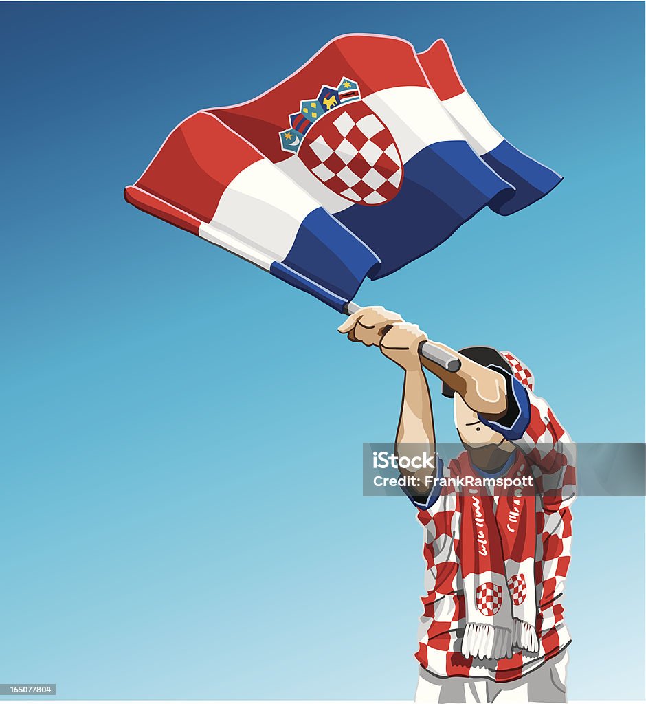 Agitando de fútbol de bandera de croacia - arte vectorial de Aclamar libre de derechos