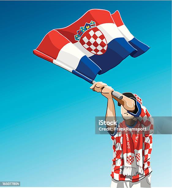 Ilustración de Agitando De Fútbol De Bandera De Croacia y más Vectores Libres de Derechos de Aclamar - Aclamar, Adulto, Aficionado