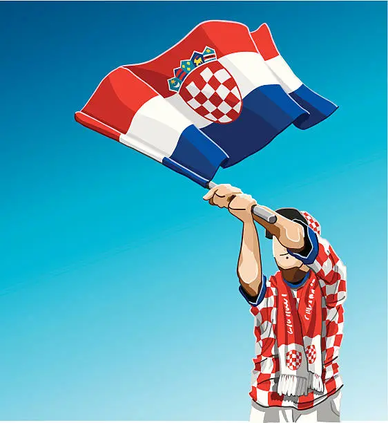 Vector illustration of Croatia Waving Flag Soccer Fan