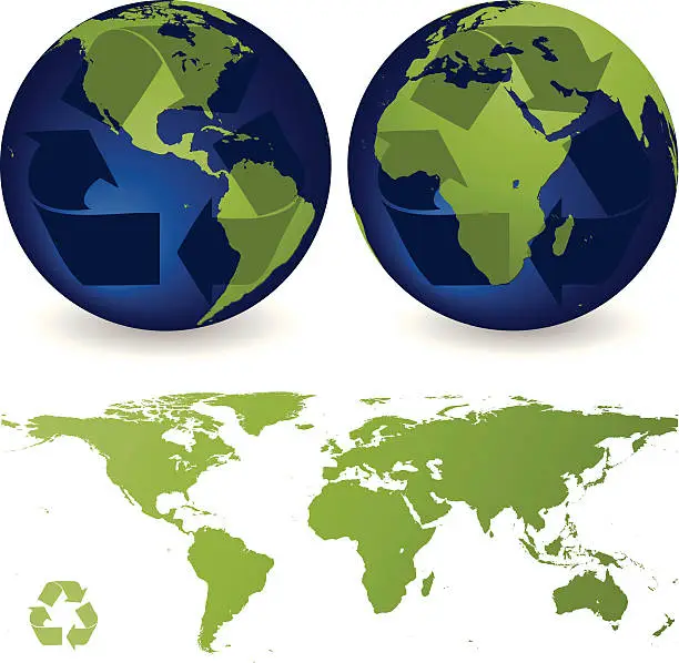 Vector illustration of Globe Goes Green (Recycle Theme)