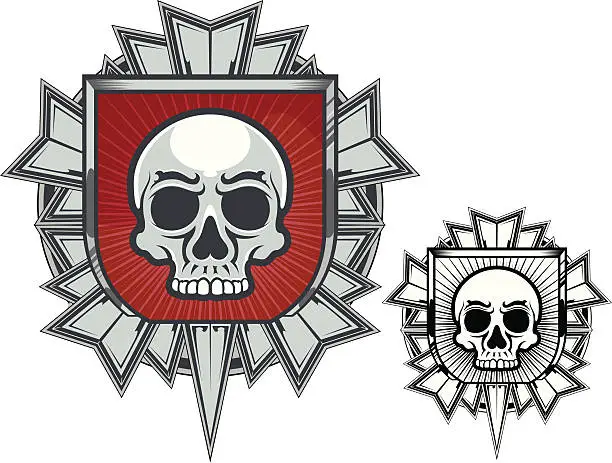 Vector illustration of Medal with Skull