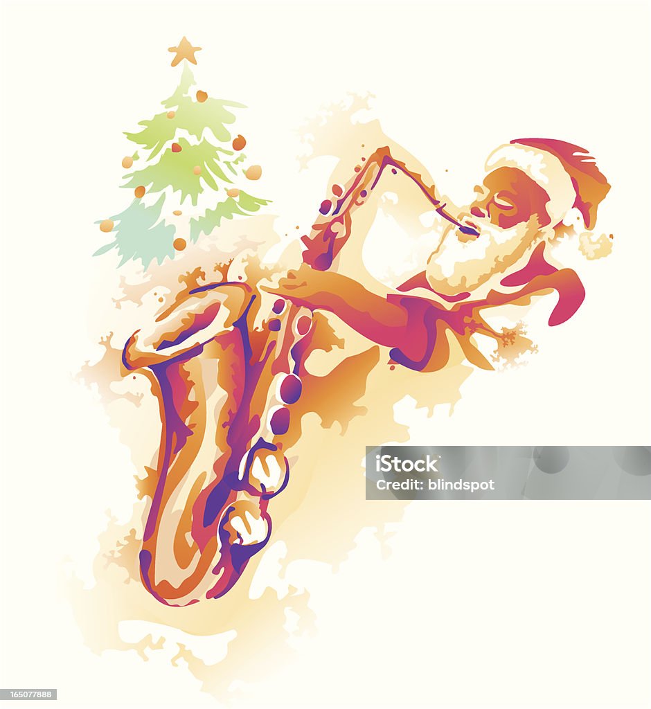 Musical Santa Santa Claus playing saxophone. Jazz Music stock vector