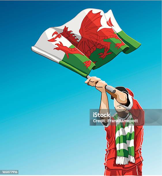 Ilustración de Agitando De Fútbol De Bandera De Gales y más Vectores Libres de Derechos de Gales - Gales, Bandera de Gales, Aclamar