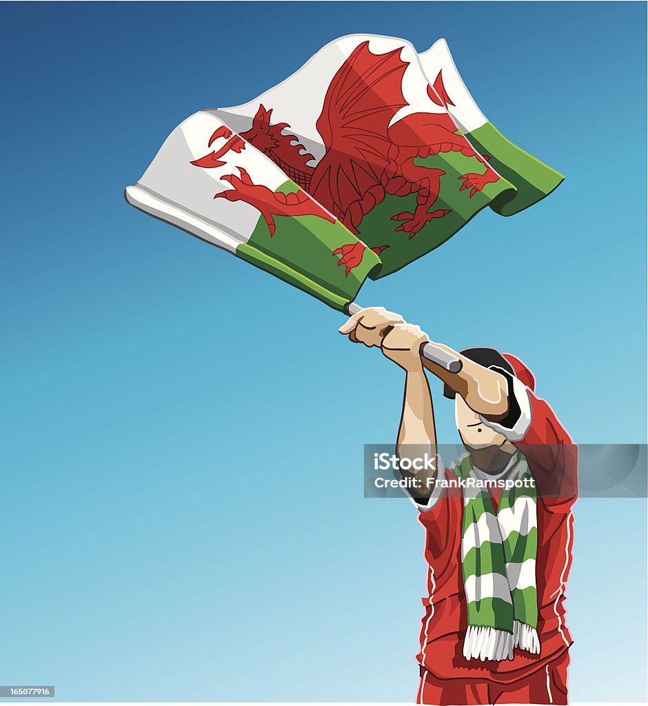 ウェールズのサッカーファンの手を振るフラグ - ウェールズのロイヤリティフリーベクトルアート