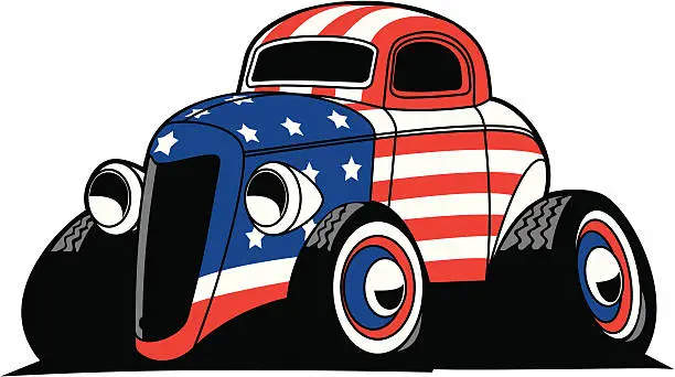 Vector illustration of Hot Rod USA