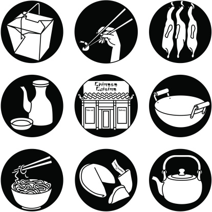 Vector icons with a Chinese restaurant theme.