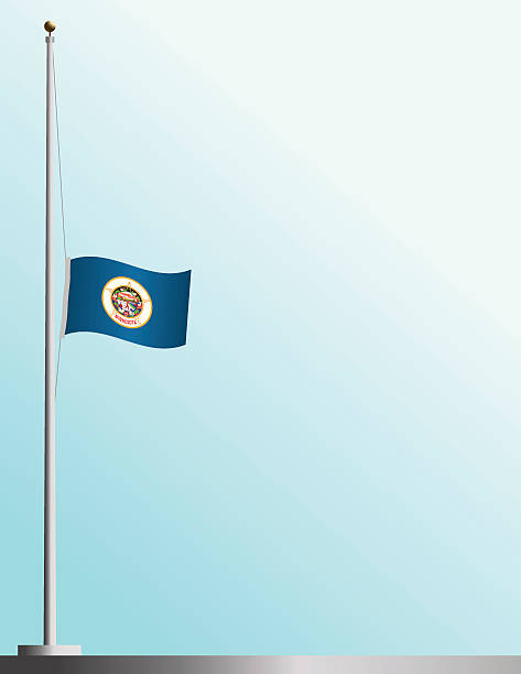 Flag of Minnesota at Half-Staff EPS, Layered PSD, High and Low-Resolution JPGs included. Flag of Minnesota flies at half-staff as a symbol of mourning. flag half mast stock illustrations